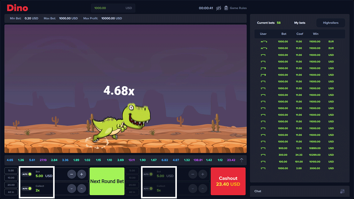 What features are available in the Dino Money game?